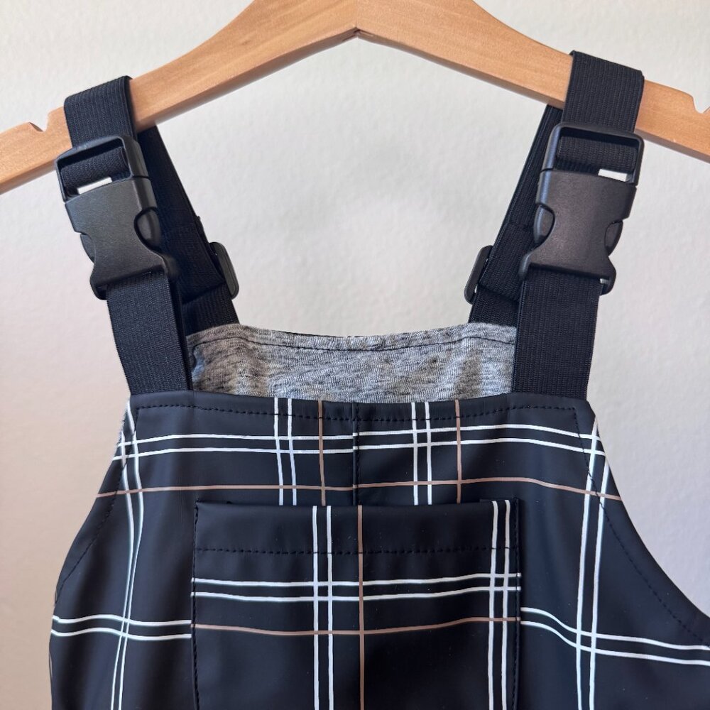 Miles The Label Rain Overalls 2Y • Black & White Plaid • Kids waterproof Outdoor - Picture 3 of 16